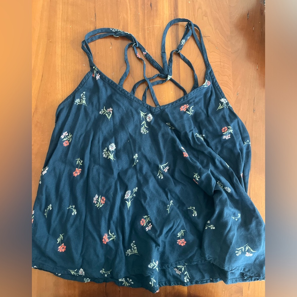 Floral Navy Hollister Tank Top
